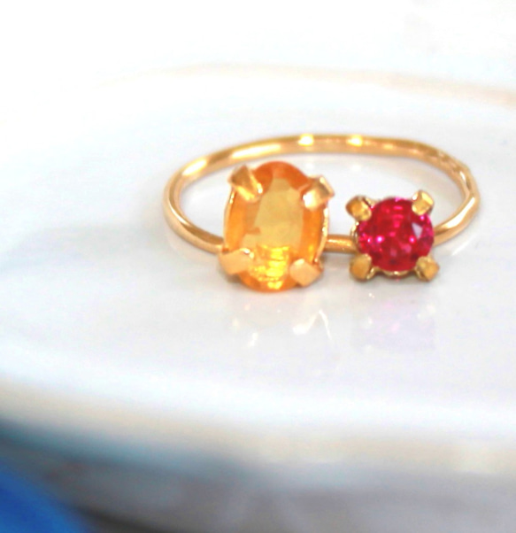 - amame - Yellow Sapphire & Ruby Ring 2枚目の画像
