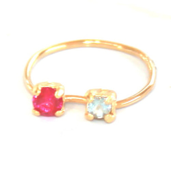 - petit - Aquamarine & Ruby Ring 2枚目の画像