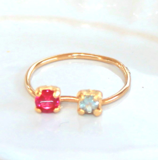 - petit - Aquamarine & Ruby Ring