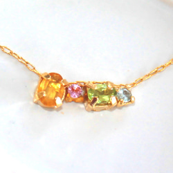 - amami - Yellow & Pink Sapphire & Aqua & Peridot Necklace 1枚目の画像