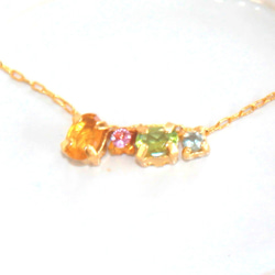 - amami - Yellow & Pink Sapphire & Aqua & Peridot Necklace 2枚目の画像