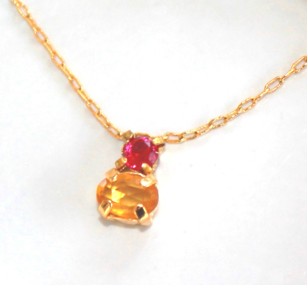 - amame - Yellow Sapphire & Ruby Necklace
