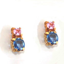 - color - Pink Sapphire & Blue Sapphire Earrings 1枚目の画像