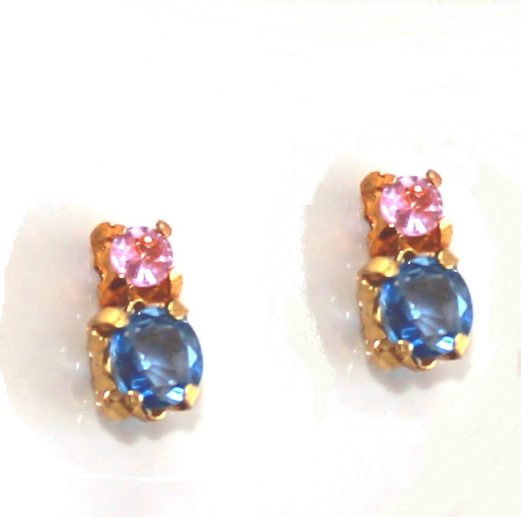 - color - Pink Sapphire & Blue Sapphire Earrings 1枚目の画像