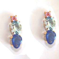 - sukitooru - Pink Sapphire & Topaz & Tanzanite Earrings 2枚目の画像