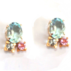 - aqua - Pink Sapphire & Topaz & Aquamarine Earrings 1枚目の画像