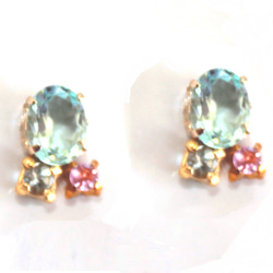 - aqua - Pink Sapphire & Topaz & Aquamarine Earrings 2枚目の画像