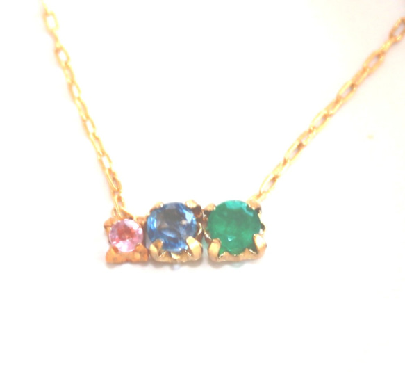 - pink no mori - Pink & Blue Sapphire & Emerald Necklace 1枚目の画像