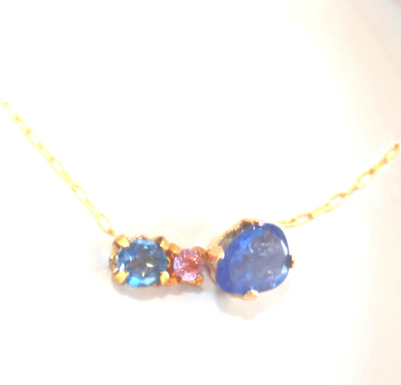 - blue ribon - Tanzanite & Pink & Blue Sapphire Necklace 2枚目の画像