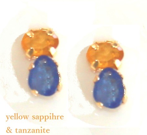 - fashion - Yelllow Sphire & Tanzanite Earrings
