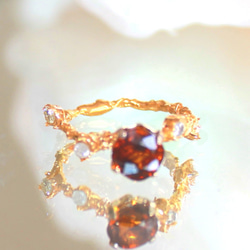 k18 - maligarnet - Orange Garnet & Diamond Ring 3枚目の画像