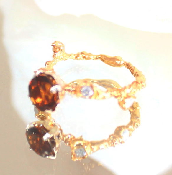 k18 - maligarnet - Orange Garnet & Diamond Ring 4枚目の画像