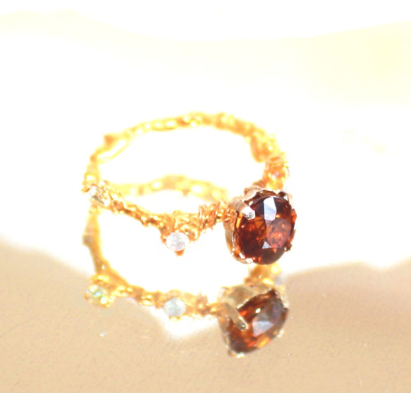 k18 - maligarnet - Orange Garnet & Diamond Ring 5枚目の画像