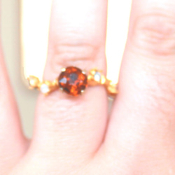 k18 - maligarnet - Orange Garnet & Diamond Ring 6枚目の画像