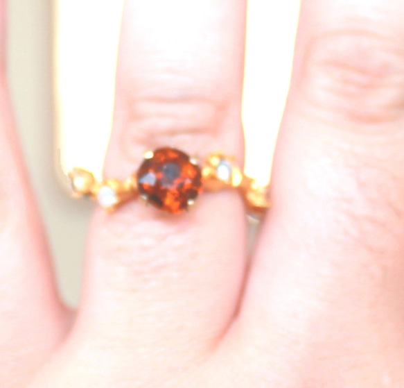 k18 - maligarnet - Orange Garnet & Diamond Ring 6枚目の画像