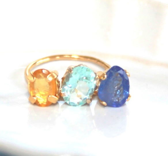 - fashion - Yelllow Sphire & Blue Topaz & Tanzanite Ring 1枚目の画像