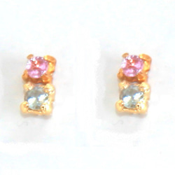 - color - Pink Sapphire & Aquamarine Earrings 1枚目の画像