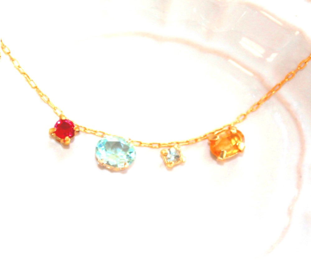 - color - Ruby & Topaz & Aquamarine & Sapphire Necklace