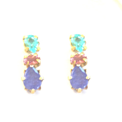 - natsu - Tanzanite & Pink Tourmaline & Apatite Earrings 1枚目の画像