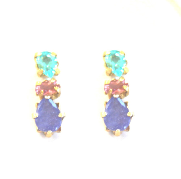 - natsu - Tanzanite & Pink Tourmaline & Apatite Earrings 2枚目の画像