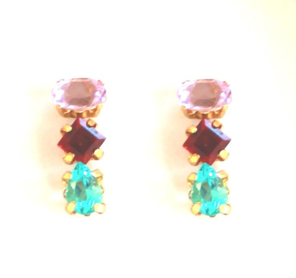 - natsu - Tanzanite & Pink Tourmaline & Apatite Earrings 8枚目の画像