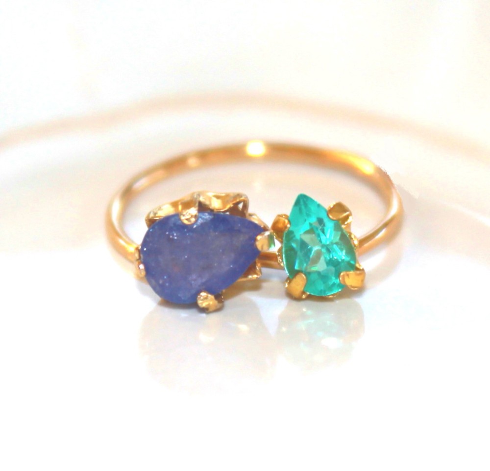 k10- navy - Tanzanite & Apatite Ring