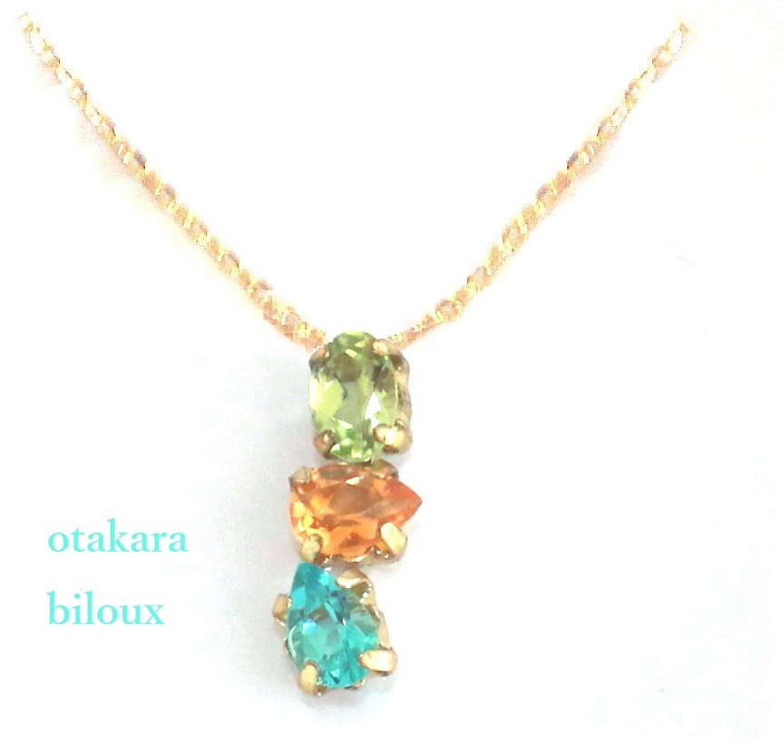 - citrus - Peridot & Apatite & Citrine Necklace