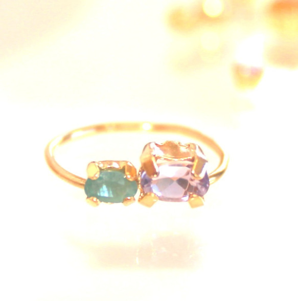 - paraiba - Paraiba Tourmaline & Amethyst Ring 2枚目の画像