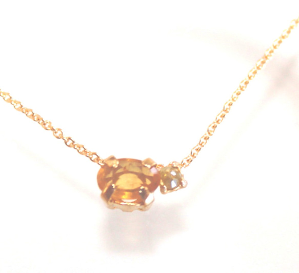 イエローサファイア　ダイヤモンド　k10ネックレス k10 - color - Yellow Sapphire & Yellow Diamond Necklace