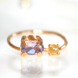 k10 - color - Yellow Diamond & Amethyst Ring 1枚目の画像