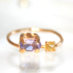 k10 - color - Yellow Diamond & Amethyst Ring 2枚目の画像