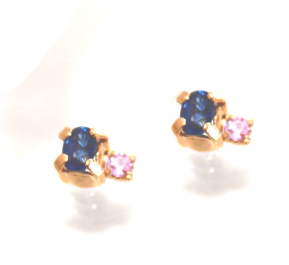 - hime - Pink & Blue Sapphire Earrings 2枚目の画像