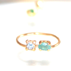 otoku- color - Paraiba Tourmaline & Aquamarine Ring 1枚目の画像