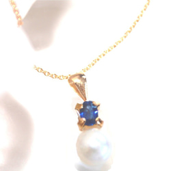 - akoya - Akoya Pearl & Blue Sapphire Necklace 1枚目の画像