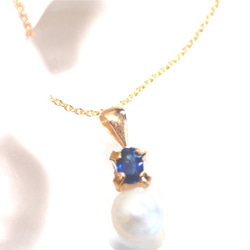 - akoya - Akoya Pearl & Blue Sapphire Necklace 2枚目の画像