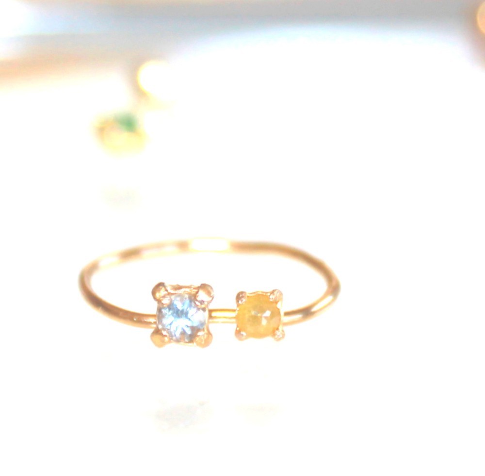 - color - Yellow Diamond & Aquamarine Ring