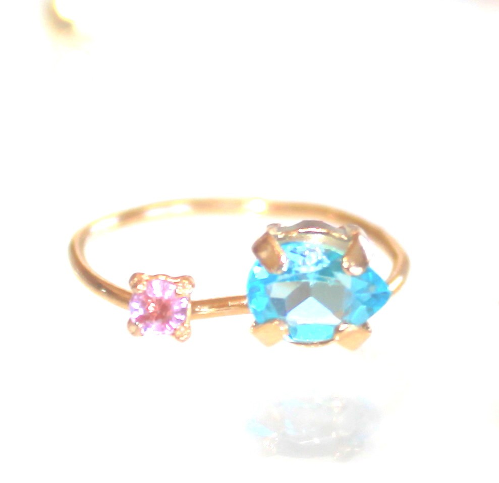 k10 - color - Pink Sapphire & Topaz Ring