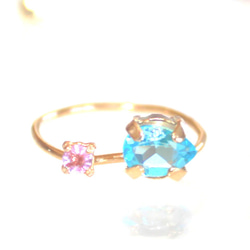 k10 - color - Pink Sapphire & Topaz Ring 2枚目の画像