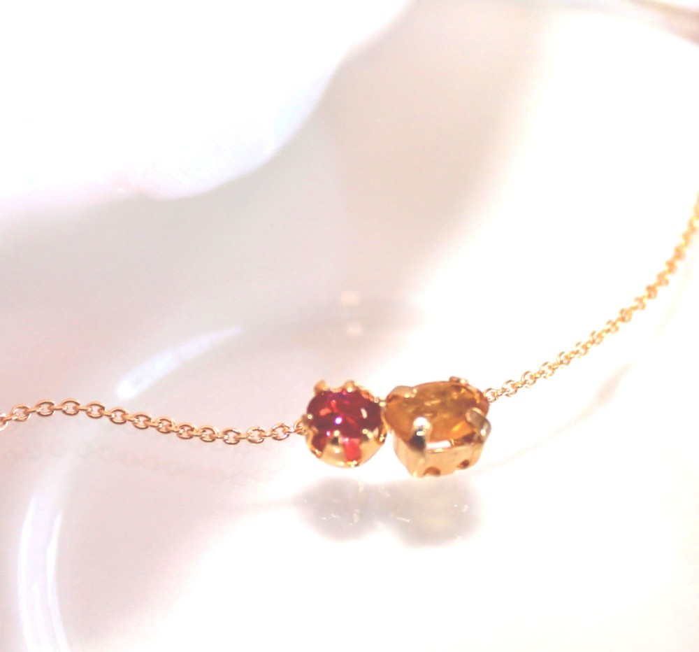 k10 - color - Yellow Sapphire & Rubellite Necklace