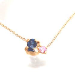 k10- hime - Pink & Blue Sapphire Necklace 2枚目の画像