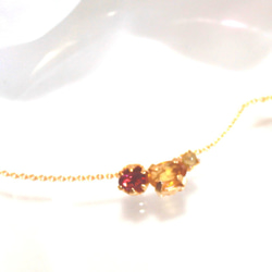 k18gp - color - Yellow Sapphire & Dia & Rubellite Necklace 1枚目の画像