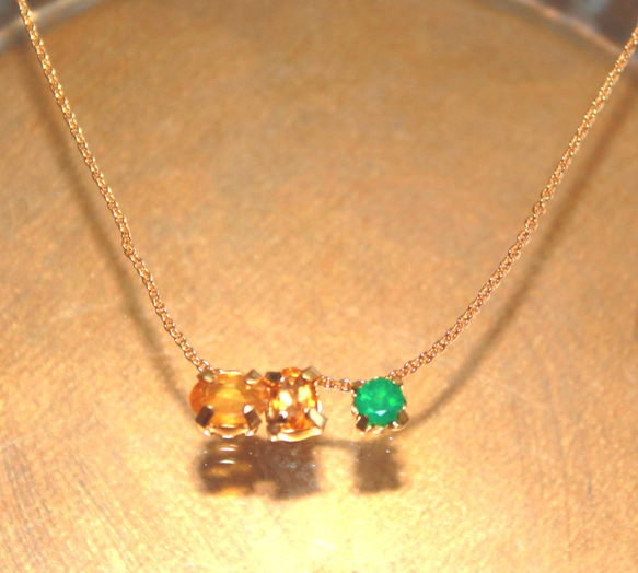 k18gp- golden - Citrine & Yellow Sapphire & Emerald Earrings 8枚目の画像