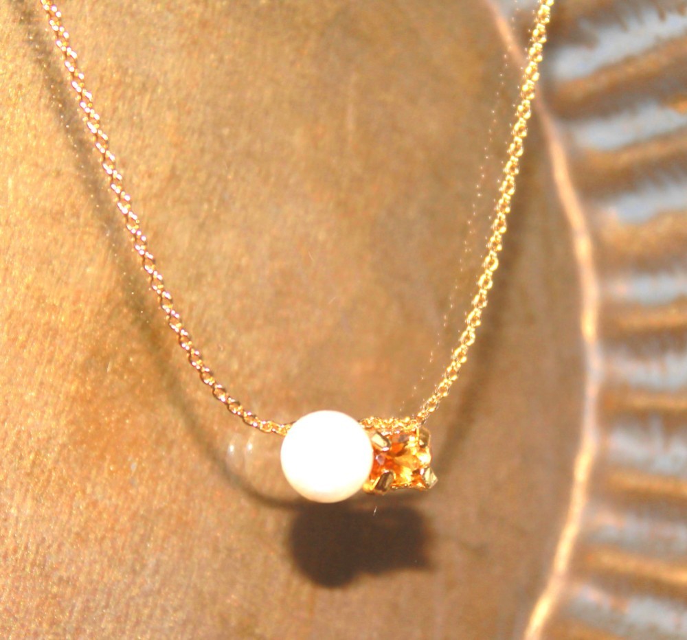 k18 - november - Citrine & Akoya Pearl Necklace