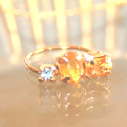 k18gp - golden - Aquamarine & Citrine & Yellow Sapphire Ring 1枚目の画像
