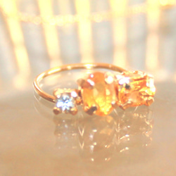 k18gp - golden - Aquamarine & Citrine & Yellow Sapphire Ring 2枚目の画像