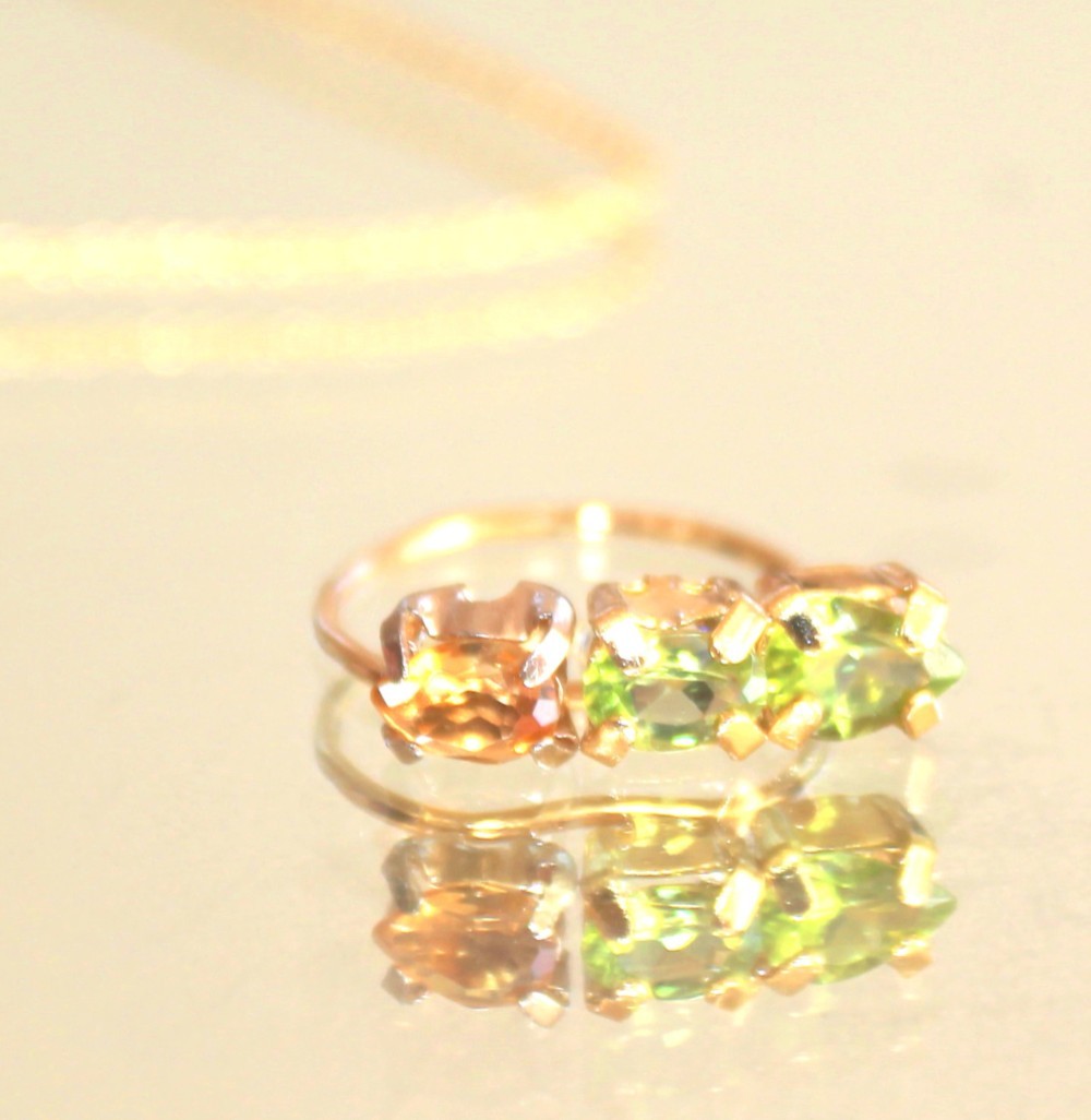 k18gp - golden - Citrine & Peridot Ring