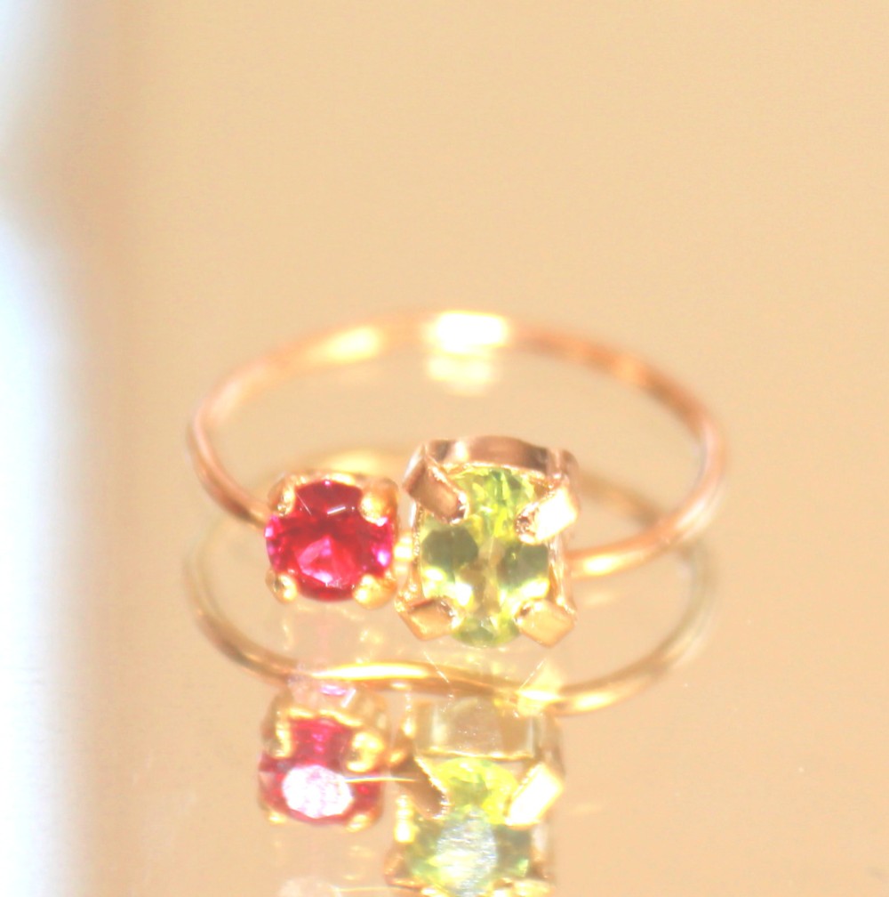 k18gp - golden - Ruby & Peridot Ring