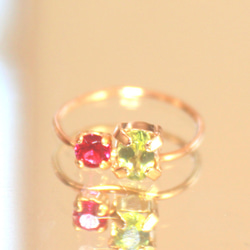k18gp - golden - Ruby & Peridot Ring 2枚目の画像