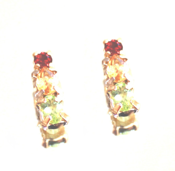 - golden autumn - Garnet & Citrine & Peridot Earrings 2枚目の画像