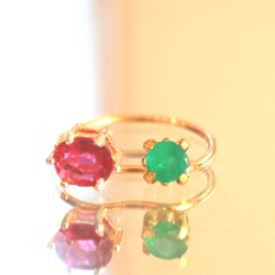 k18gp - akaimi - Ruby & Emerald Ring 1枚目の画像